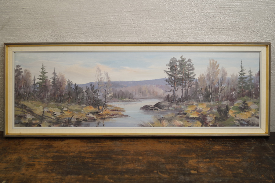 G. Nilsson signerad oljemålning 103x37cm. M9