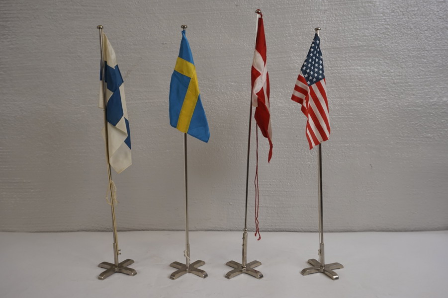 4st Flaggor Sverige Finland USA Danmark. A372