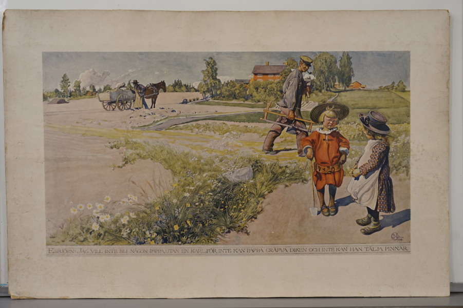 Carl Larsson litografi (pratande barn) 63x41cm. M48