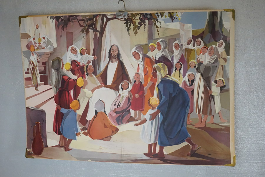 Skolplansch  Gumbi skildrar religiösa motiv 70x100cm. M50