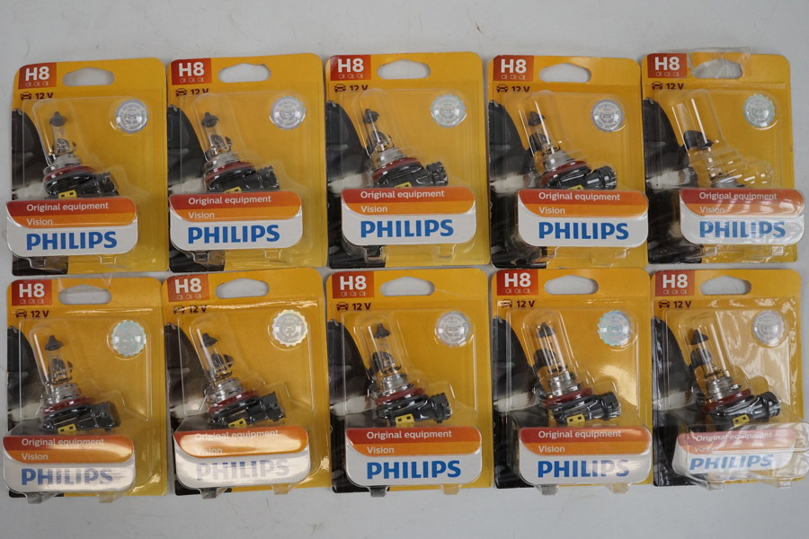 10st Förpackningar Philips 12V H8 lampor. D104