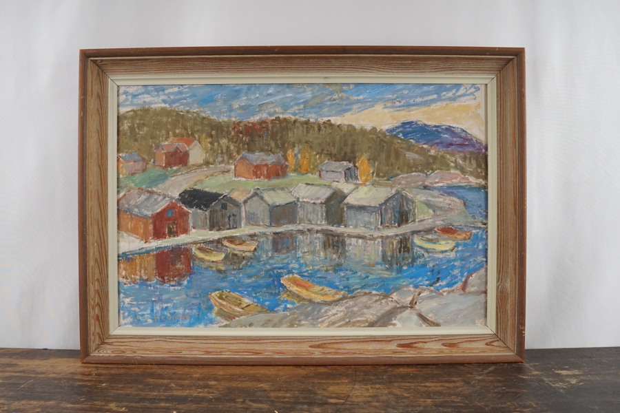 Hedman olja på pannå (hamn) 70x50cm. M17