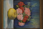 A.W. Byberg signerad olja på pannå (stilleben) 45x53cm. M30