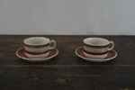 2st Helmer Ringström Gefle Lansett kaffekoppar med fat. G92