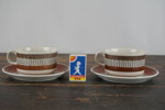 2st Helmer Ringström Gefle Lansett kaffekoppar med fat. G92