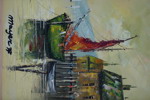 Mayer Signerad olja på duk (båt, hamn) 33x43cm. M60
