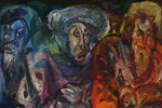 Jan Naliwajko signerad målning på duk (figurkomposition) 55x60cm. M3