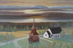 Marthelli signerad målning på pannå (Frösö kyrka) 101x72cm. M18