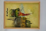 Mayer Signerad olja på duk (båt, hamn) 33x43cm. M60/
