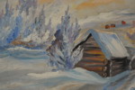 Bertil Ström signerad olja på pannå (vinterlandskap) 51x46cm. M31/