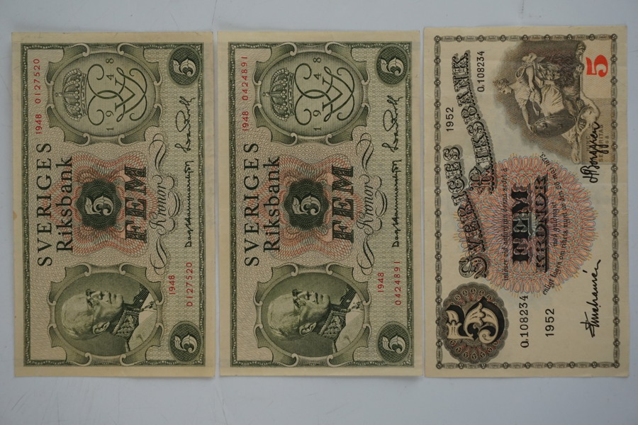 3st 5 Kronorssedlar 1948 1952. A28