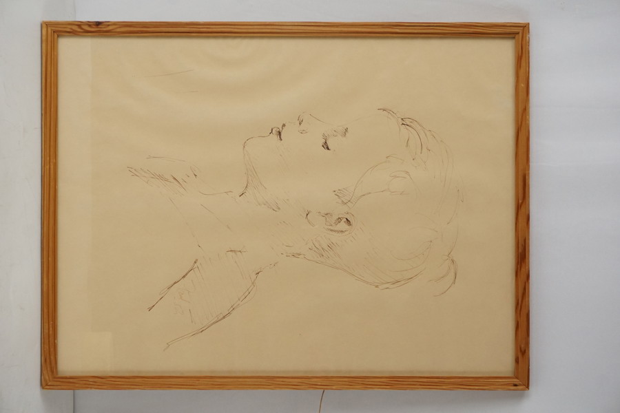 Signerad teckning (profil porträtt) 35x46cm. M35/