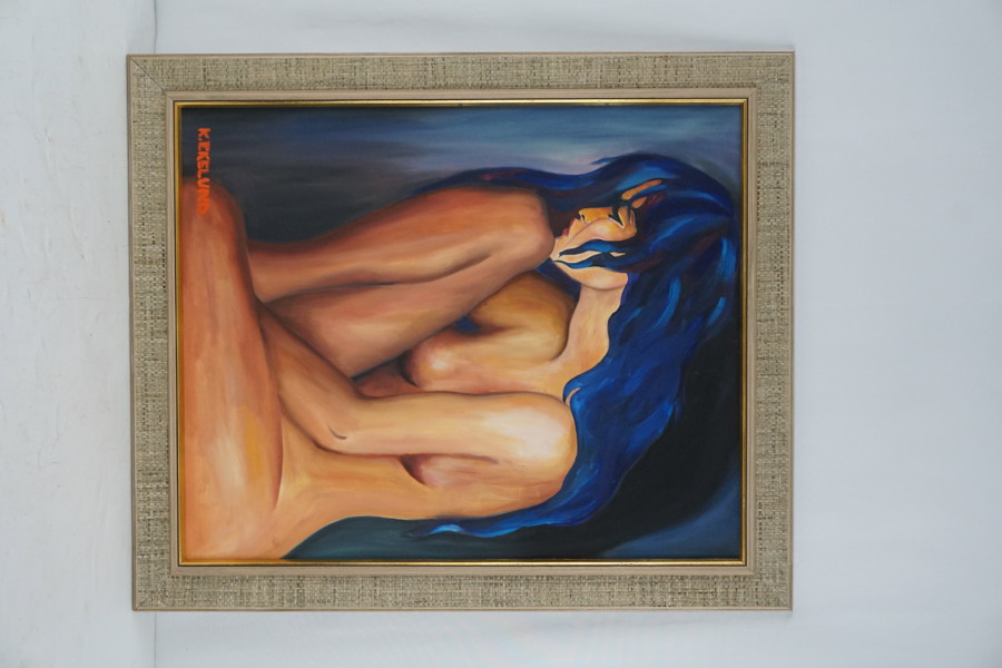 K. Ekelund signerad målning på duk (porträtt) 61x72cm. M6