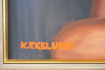 K. Ekelund signerad målning på duk (porträtt) 61x72cm. M6