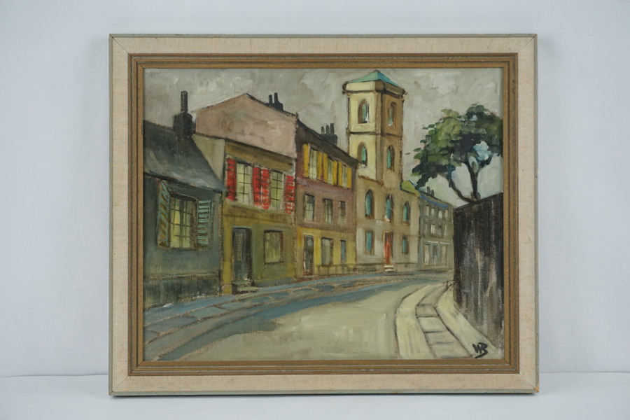 Signerad målning (stadsmotiv) 46x39cm. M9