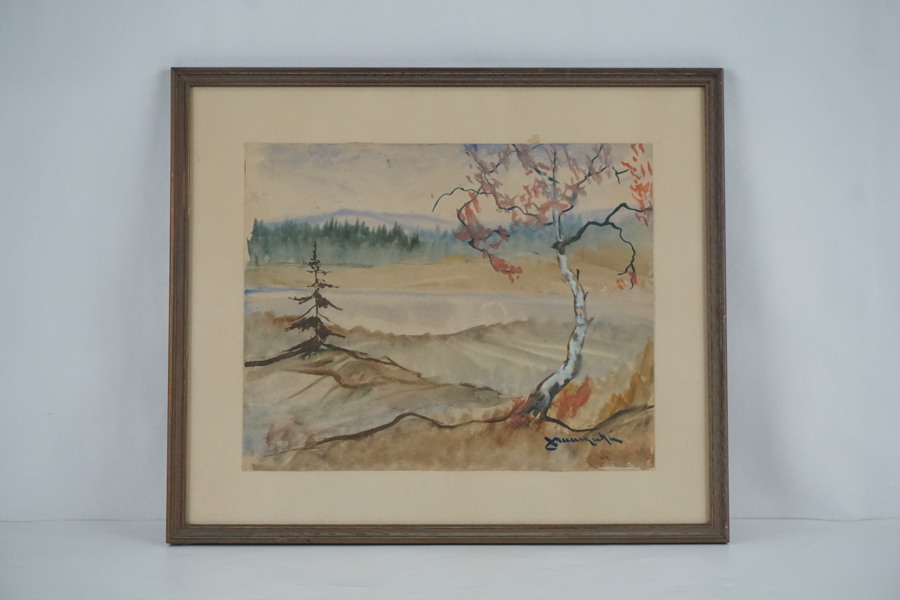 Signerad målning landskap 48x41cm. M13