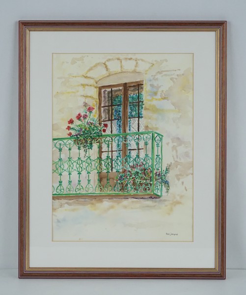 Kent Dahlqvist signerad akvarell (balkong) 42x53cm. M16
