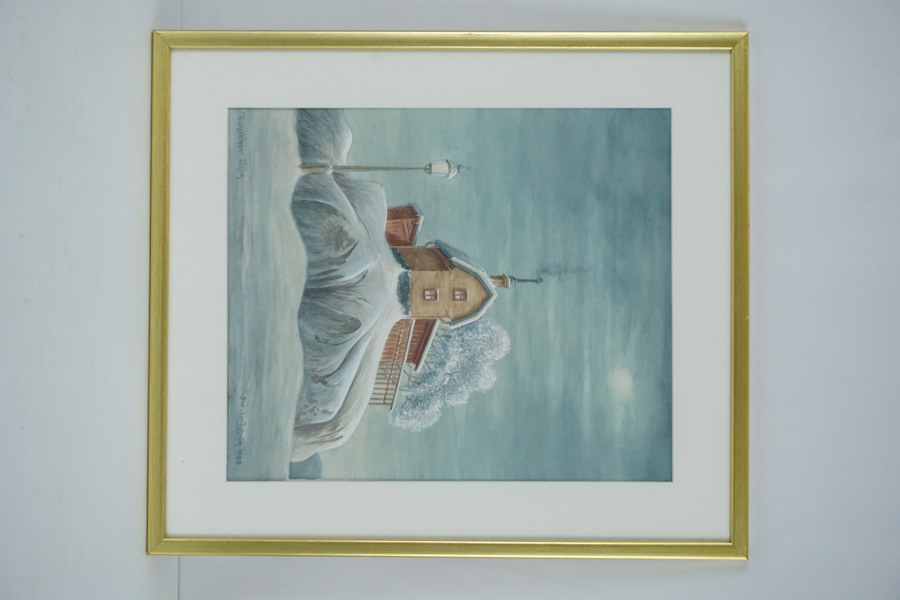 Per Landström signerad litografi (Kungsklippan Sthlm) 42x46,5cm. M18