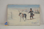 Signerad målning på duk (same och ren) 47,5x30,5cm. M27