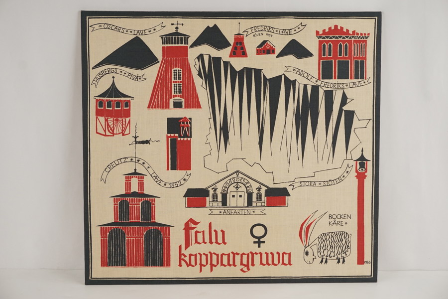 Marianne Westaman textiltryck (Falu Koppargruva) 65x59,5cm. M24/2