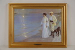 Sommarkväll på Skagens strand print I guldram 41,5x31,5cm. M32