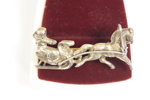 Brosch häst och släde silver med ask H.P. Henriksen. A394