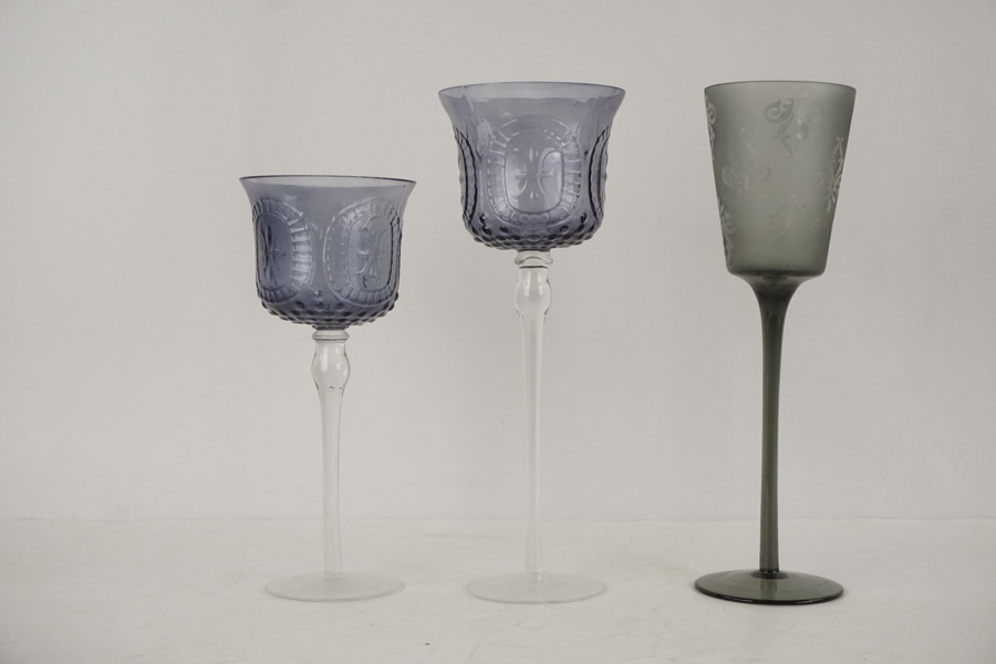 3st Ljuslyktor på fot glas. A395