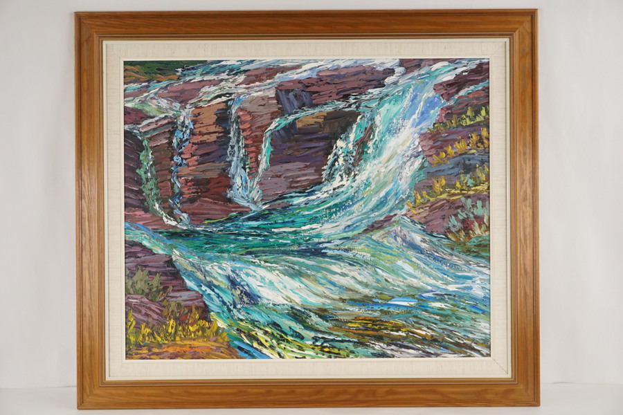 Gunnar Swanström signerad olja på duk (vattendrag) 91x78cm. M1