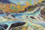Gunnar Swanström signerad olja på duk (vattendrag) 90x71cm. M2