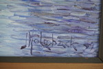 J Holmbäck målning på duk (sjö, fjäll) 75x56cm. M5