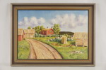 J Holmbäck målning på duk (landskap, gård) 75x56cm. M8