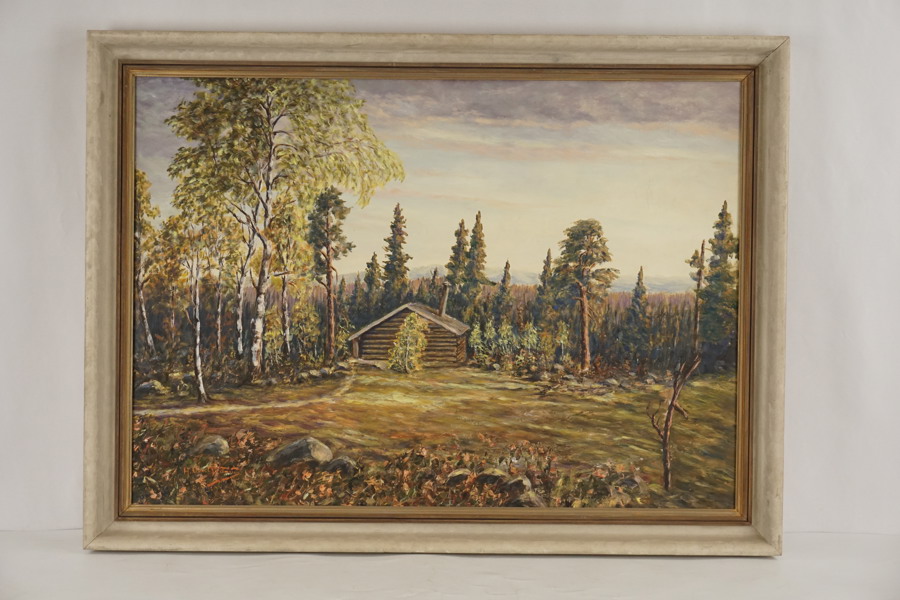 Signerad målning på duk (landskap) 93x69cm. M13