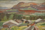 John Hedman signerad målning på duk (landskap) 45x40cm. M27