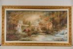 Walter du Halde signerad målning på duk (figurer vid vattendrag) 138x78cm. M30