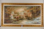 Walter du Halde signerad målning på duk (figurer vid vattendrag) 138x78cm. M30