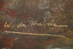 Walter du Halde signerad målning på duk (figurer vid vattendrag) 138x78cm. M30