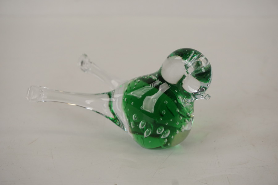 Mantorp Glasbruk fågel grönt glas. G24