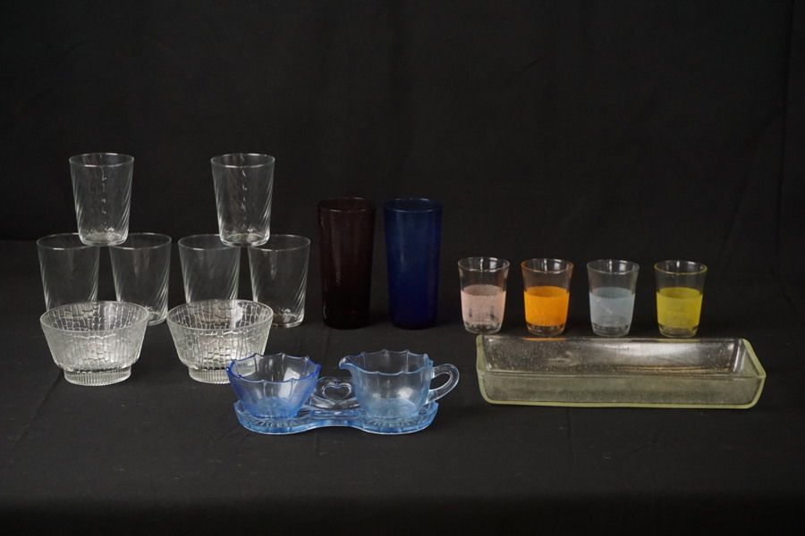 Glas gräddkanna sockerskål m.m. G62