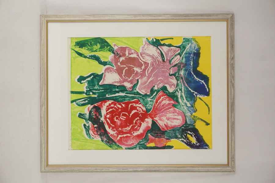 Jan Naliwajko signerad färglitografi (blommor) 69x84cm. M48
