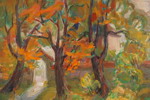 F.E Dziechciarczyk signerad målning på duk (landskap) 86x60cm. M50