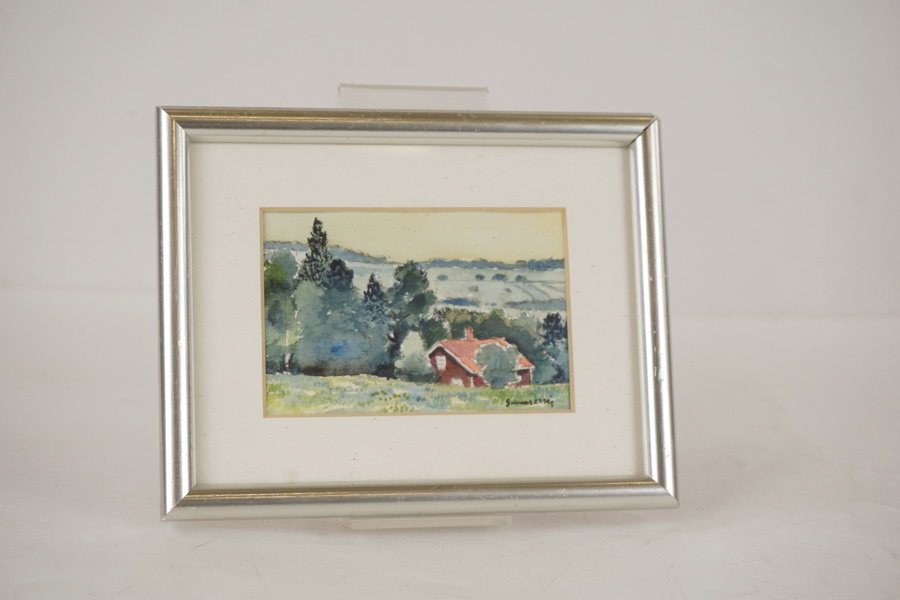Signerad akvarell (Kvarnsved, Frösön) 16,5x13cm. M2