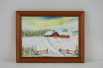 Nils Nikolai signerad målning på pannå (gård) 25x19cm. M43/