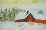 Nils Nikolai signerad målning på pannå (gård) 25x19cm. M43/