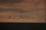 H.W. Möller signerad målning på duk (hav, båt) 79x59cm. M14/