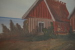 H.W. Möller signerad målning på duk (hav, båt) 79x59cm. M14/