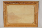 H.W. Möller signerad målning på duk (hav, båt) 79x59cm. M14/