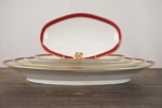 5st Uppläggningsfat röd och guldfärgad kant. G67/