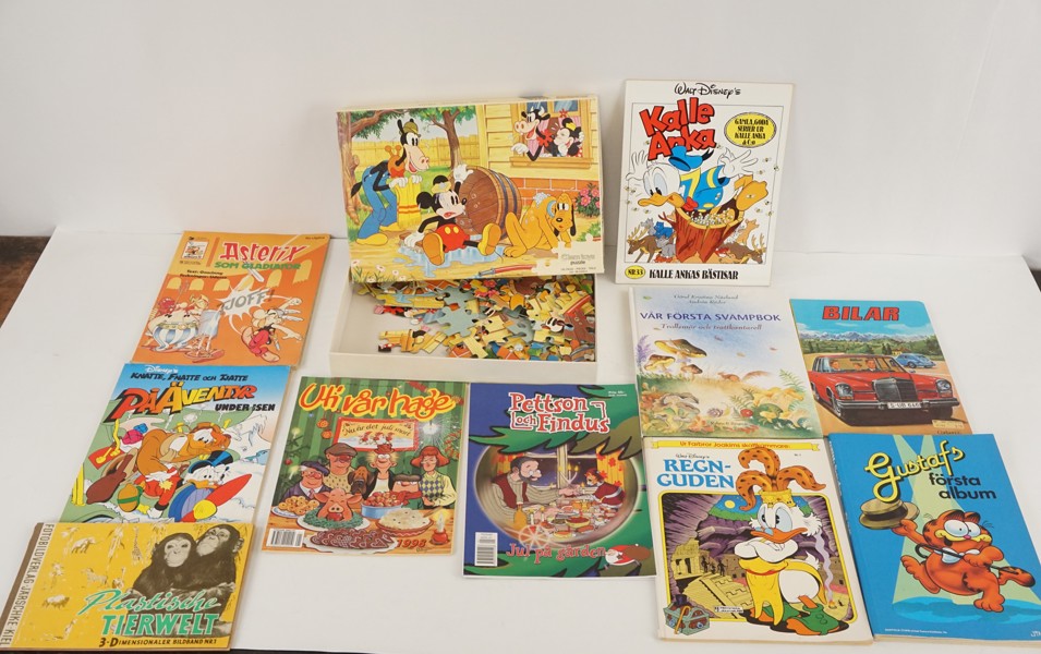 Serietidningar Walt Disney´s Kalle Anka, puzzel Clem toys mm. A259/