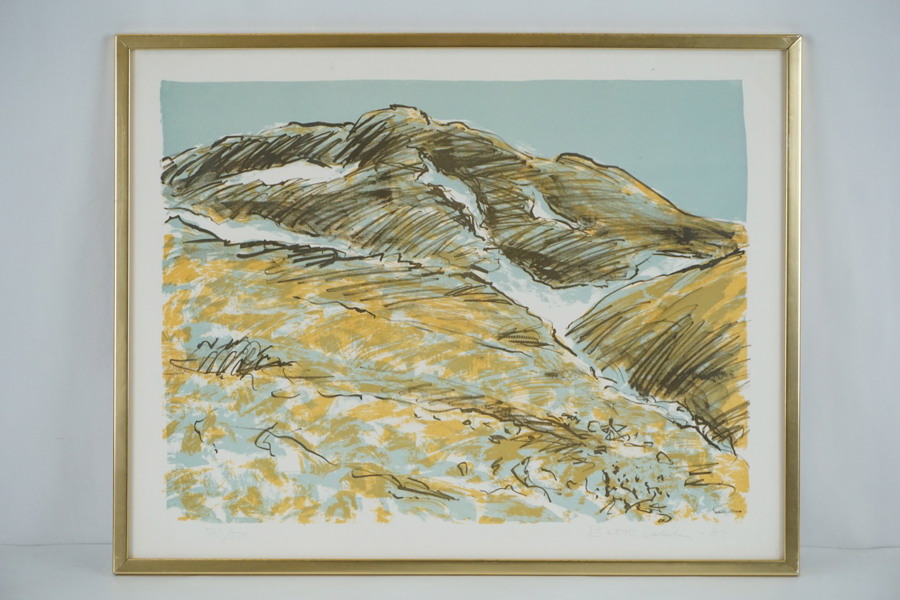 Batte Sahlin signerad litografi (fjällmotiv) 59x46,5cm. M14/