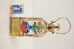 Vintage glasflaska med speldosa. A41
